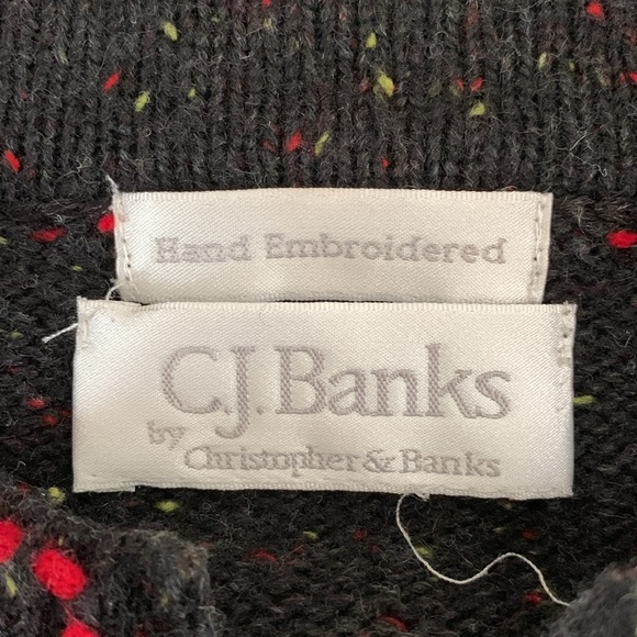 Christopher & Banks Cardigan Sweater Multicolor Hand Embroidered Swirls. - Picture 8 of 8